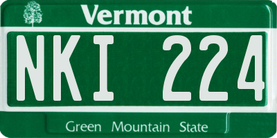 VT license plate NKI224