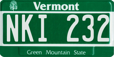 VT license plate NKI232