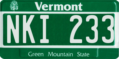 VT license plate NKI233