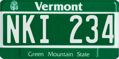 VT license plate NKI234