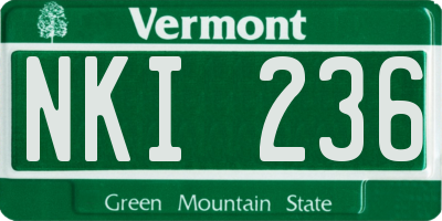 VT license plate NKI236