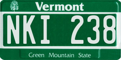 VT license plate NKI238