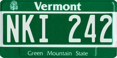 VT license plate NKI242