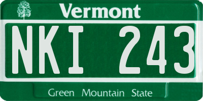 VT license plate NKI243
