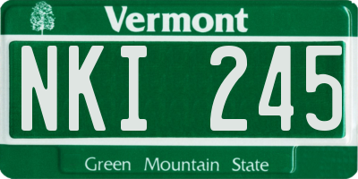 VT license plate NKI245