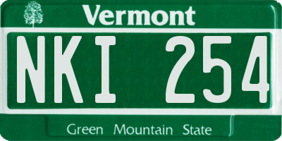 VT license plate NKI254