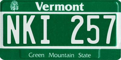 VT license plate NKI257