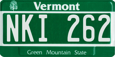 VT license plate NKI262