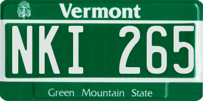 VT license plate NKI265