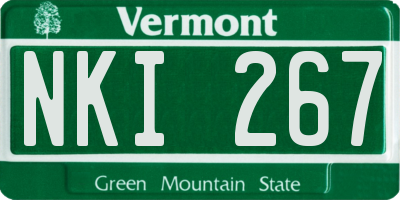 VT license plate NKI267