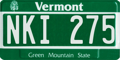 VT license plate NKI275