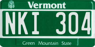 VT license plate NKI304