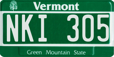 VT license plate NKI305