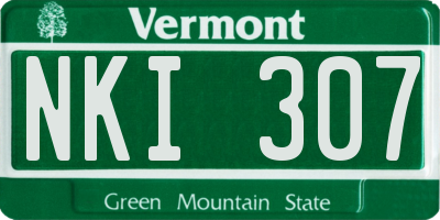 VT license plate NKI307