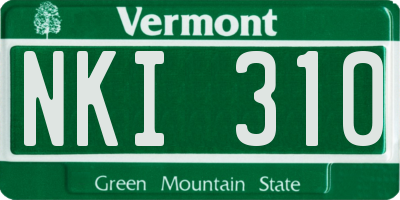 VT license plate NKI310