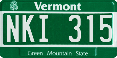 VT license plate NKI315