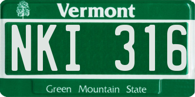VT license plate NKI316
