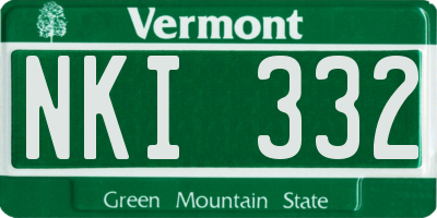 VT license plate NKI332