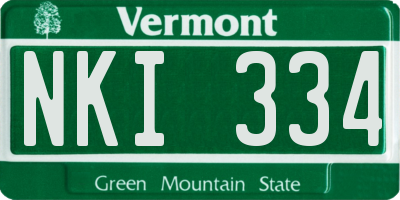 VT license plate NKI334