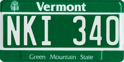 VT license plate NKI340