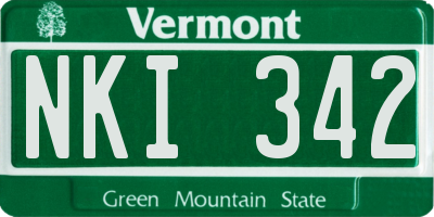 VT license plate NKI342