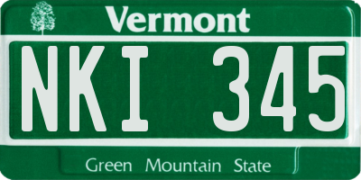 VT license plate NKI345