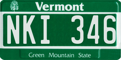VT license plate NKI346