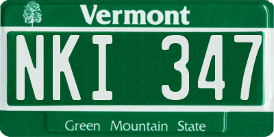 VT license plate NKI347