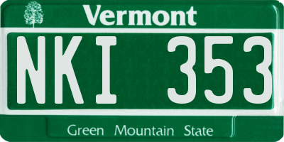 VT license plate NKI353