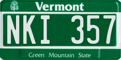 VT license plate NKI357
