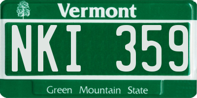 VT license plate NKI359