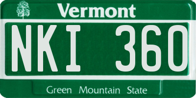 VT license plate NKI360
