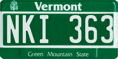 VT license plate NKI363