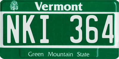 VT license plate NKI364