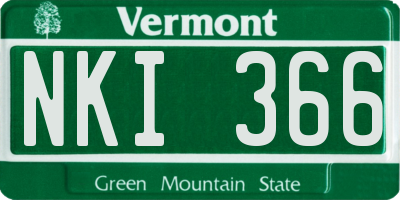 VT license plate NKI366