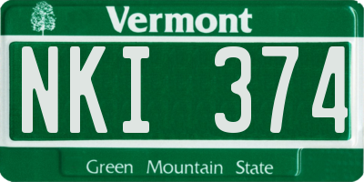 VT license plate NKI374