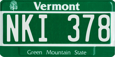 VT license plate NKI378