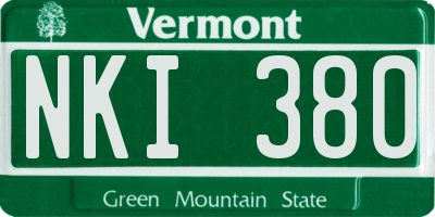 VT license plate NKI380
