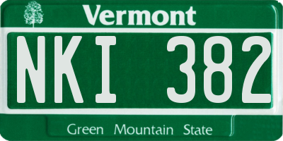 VT license plate NKI382