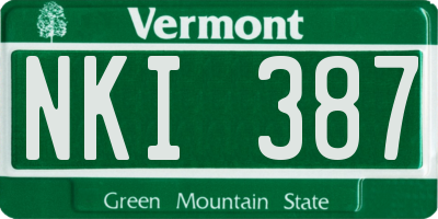 VT license plate NKI387