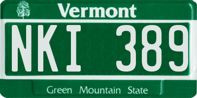 VT license plate NKI389