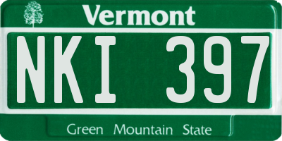 VT license plate NKI397
