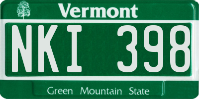 VT license plate NKI398