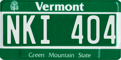 VT license plate NKI404