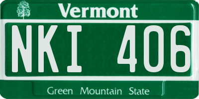VT license plate NKI406