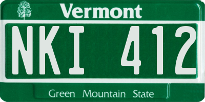 VT license plate NKI412