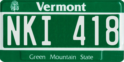 VT license plate NKI418