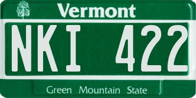 VT license plate NKI422