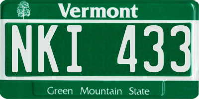 VT license plate NKI433