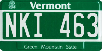 VT license plate NKI463
